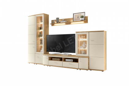 Vilm von Stralsunder - Wohnwand EB31502 sandbeige/ Risseiche inklusive Beleuchtung