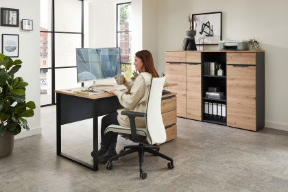Memphis-Office von Innostyle - Container-Schreibtisch in Graphit & Artisan Eiche