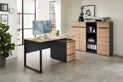 Memphis-Office von Innostyle - Container-Schreibtisch in Graphit & Artisan Eiche