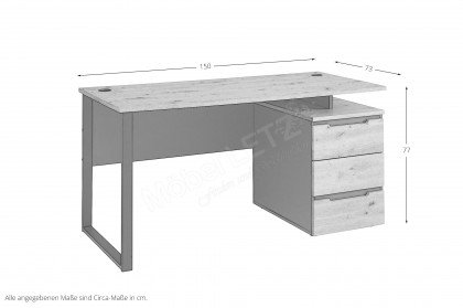 Memphis-Office von Innostyle - Container-Schreibtisch in Graphit & Artisan Eiche
