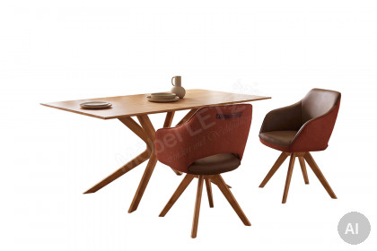 KOINOR T1005-1295 - Essgruppe mit einem Massivholztisch & zwei Polsterstühlen