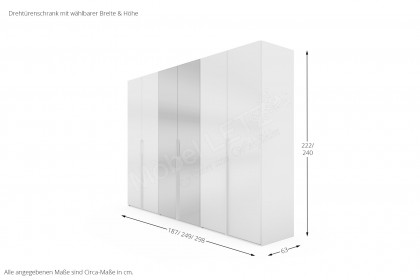 Sinfonie Plus Nova von Staud - Drehtürenkleiderschrank Alpinweißglas mit Spiegeltür