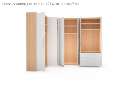 MULTIFLEX von Schlüter Möbelfabrik - Eck-Kleiderschrank mit Schräge Kernbuche - Hochglanz weiß