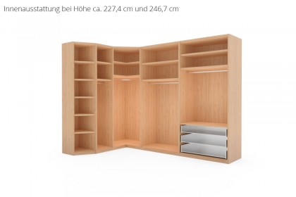 MULTIFLEX von Schlüter Möbelfabrik - Eck-Kleiderschrank mit Schräge Kernbuche - Hochglanz weiß