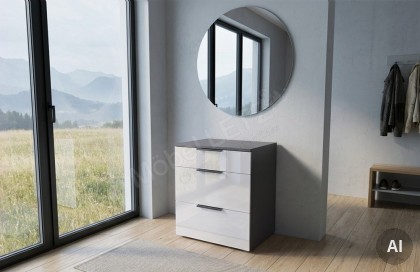 Level 36 Black D von Wimex - hoher Nachtschrank mit 3 Schubkästen
