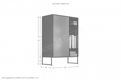 Vitae von éNATIVA by Munari - Highboard in Lack mit Metallabsetzungen