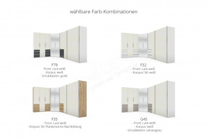 Level 36 D von Wimex - Eckkleiderschrank Lack weiß, Absetzung grafit