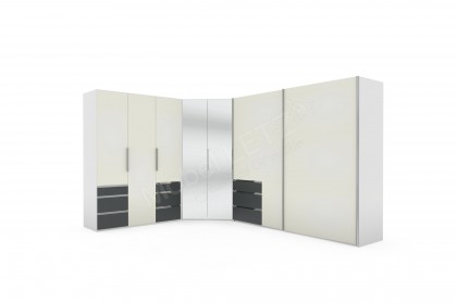 Level 36 D von Wimex - Eckkleiderschrank Lack weiß, Absetzung grafit
