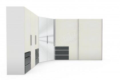 Level 36 D von Wimex - Eckkleiderschrank Lack weiß, Absetzung grafit