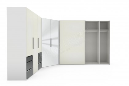 Level 36 D von Wimex - Eckkleiderschrank Lack weiß, Absetzung grafit