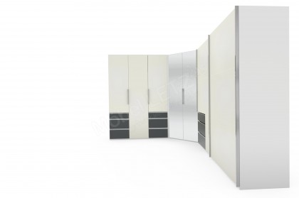 Level 36 D von Wimex - Eckkleiderschrank Lack weiß, Absetzung grafit