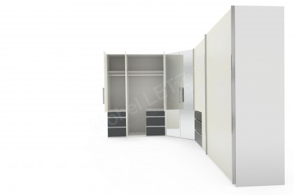 Level 36 D von Wimex - Eckkleiderschrank Lack weiß, Absetzung grafit
