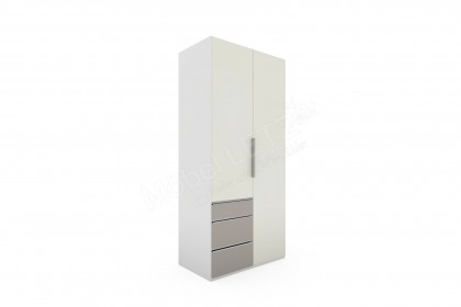 Level 36 D von Wimex - Drehtürenkleiderschrank mit 3 Schubladen, weiß/ grau
