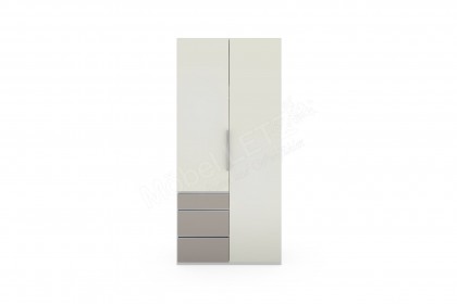 Level 36 D von Wimex - Drehtürenkleiderschrank mit 3 Schubladen, weiß/ grau