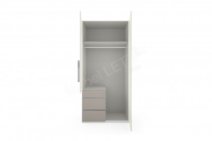 Level 36 D von Wimex - Drehtürenkleiderschrank mit 3 Schubladen, weiß/ grau