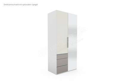 Level 36 D von Wimex - Drehtürenkleiderschrank mit 3 Schubladen, weiß/ grau