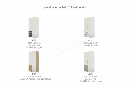 Level 36 D von Wimex - Drehtürenkleiderschrank mit 3 Schubladen, weiß/ grau