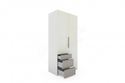 Level 36 D von Wimex - Drehtürenkleiderschrank mit 3 Schubladen, weiß/ grau