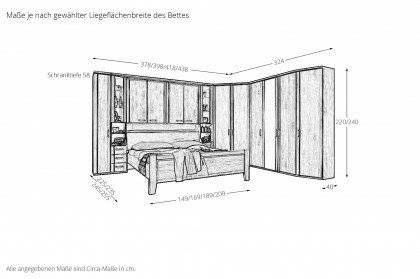 Luxor 4 von Wiemann - Schlafzimmer Eiche-sägerau mit Bettüberbau
