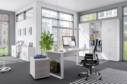 home.office von Röhr-Bush - Büromöbel-Set Beton-Nachbildung/ weiß