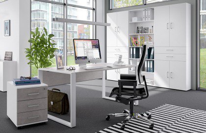 home.office von Röhr-Bush - Büromöbel-Set Beton-Nachbildung/ weiß