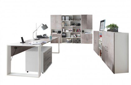 home.office von Röhr-Bush - Büromöbelset weiß-grau 8-teilig