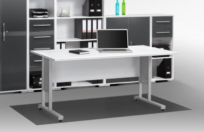 System von Maja Möbel - Büromöbel Icy Weiß - Hochglanz grau