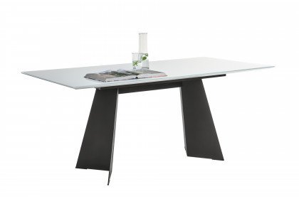 5252 von K+W Polstermöbel - Glas-Esstisch weiß