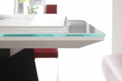 5252 von K+W Polstermöbel - Glas-Esstisch weiß