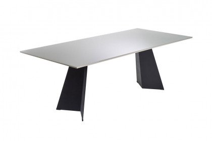 5252 von K+W Polstermöbel - Glas-Esstisch weiß