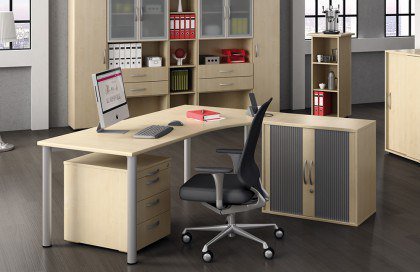 Flex von geramöbel - Schreibtisch mit Anstellschrank Ahorn