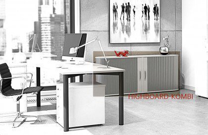 Flex von geramöbel - Schreibtisch mit Anstellschrank lichtgrau
