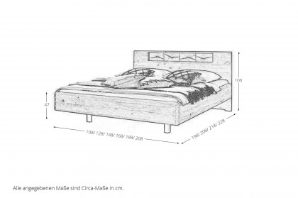 WSM 1600 von Wöstmann - Komfort-Doppelbett Wildeiche soft gebürstet