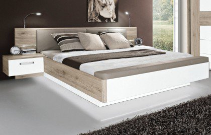 Rondino von Forte - Bett mit Bettbank weiß Hochglanz - Sandeiche