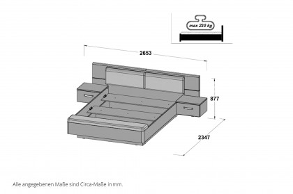 Rondino von Forte - 160er Bett mit Stauraum-Bettbank und Beleuchtung