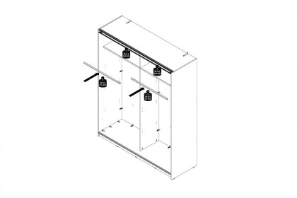 Rondino von Forte - Kleiderschrank Sandeiche Nachbildung - Hochglanz weiß