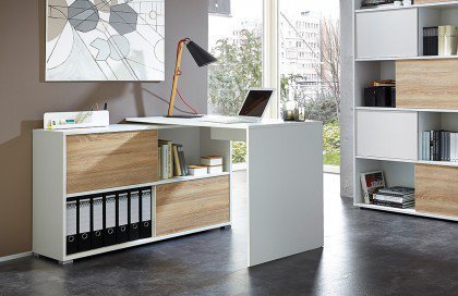 GW-Slide von Germania - Schreibtisch mit Stauraum Eiche-weiß