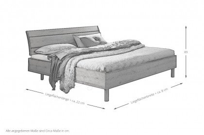 Sonyo von Nolte - Bett mit Holz-Rückenlehne Sonoma Eiche-weiß