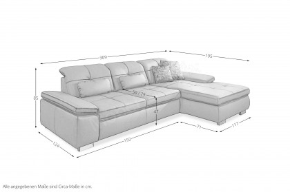 PN-IN16012 von Polinova - Ledersofa Ausführung rechts steel