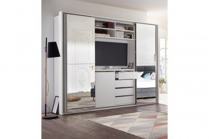 Cinema Schrank mit TV-Fach - weiß mit Spiegel | Möbel Letz - Ihr Online