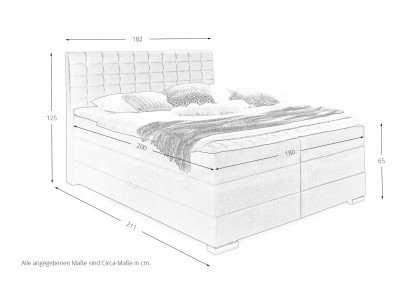 Lenno von Meise Möbel - Boxspringbett 180 weiß mit sichtbarem Bettkasten