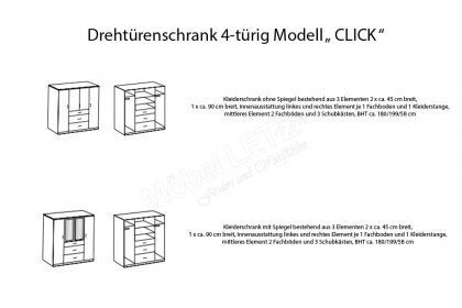 Click-sleeping von Wimex - Drehtürenschrank 4-türig weiß/ Holznachbildung