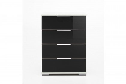 Easy Plus von Wimex - Kommode in Weiß mit Glasfront schwarz