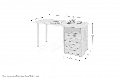 Agenzia von Priess Möbel - Schreibtisch mit Stützcontainer