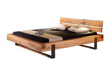 Kufen-Balken-Bett von Sprenger Möbel - Bett Sumpfeiche/ Eisen schwarz