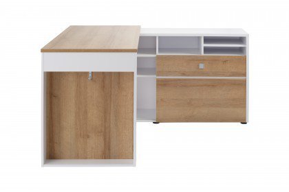 4021 von Maja Möbel - Schreibtisch mit Regal Eiche-weiß