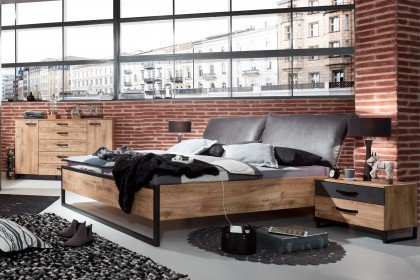 Detroit von Wimex - Schlafzimmer-Set Plankeneiche/ Rohmetall-Nachbildung