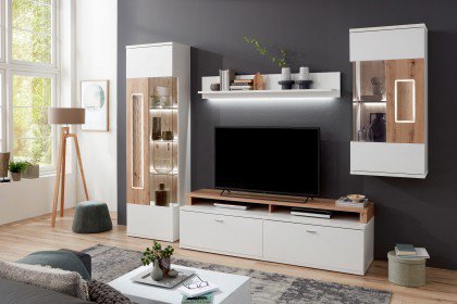 Falan von IDEAL Möbel - Wohnwand 41 weiß/ Eiche Artisan