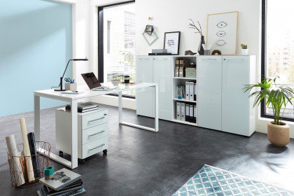 GW-Monteria von Germania - Schreibtisch mit Glasplatte weiß