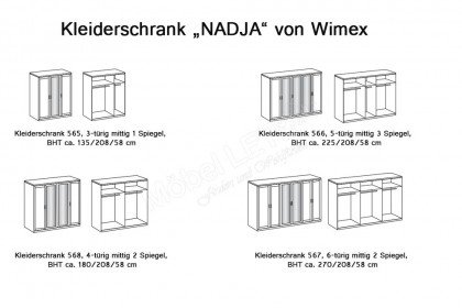 Nadja von Wimex - Schlafzimmerschrank ca. 225 cm breit